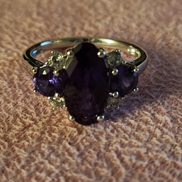 JTV Lab Alexandrite Sterling Silver Rhodium Ring - Picture 7 of 10